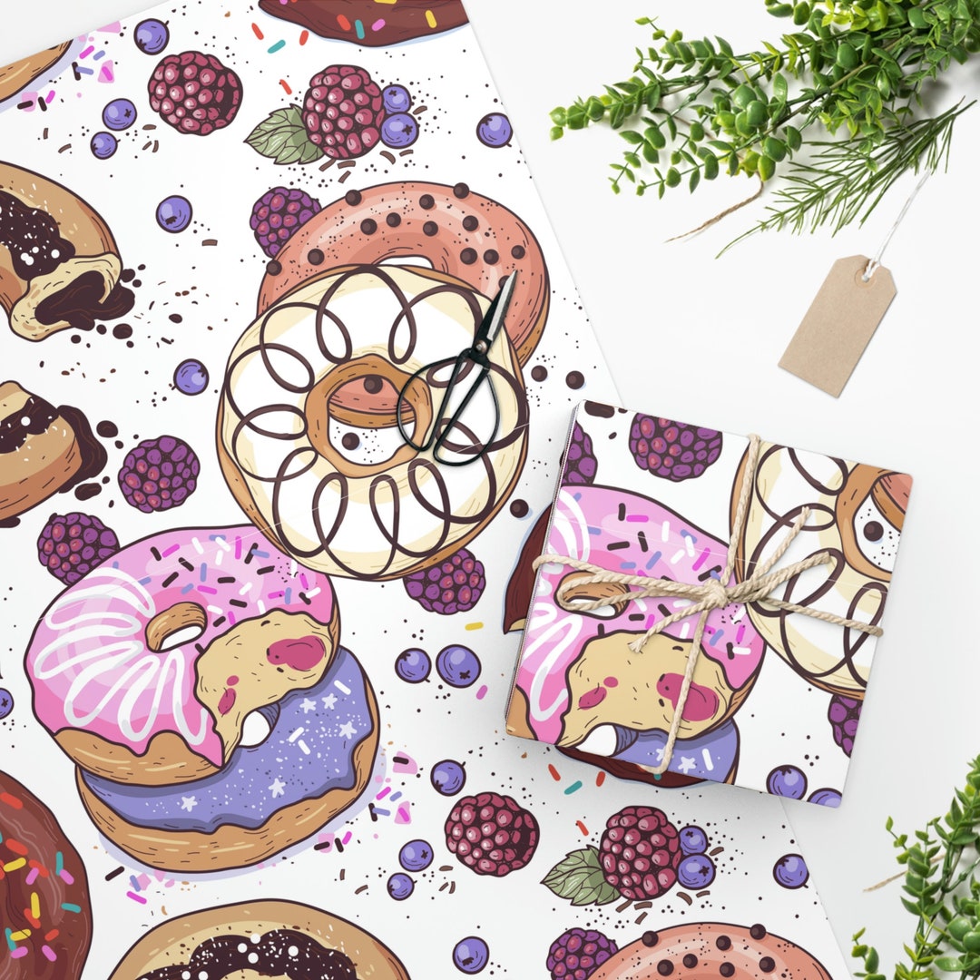 Donut Wrapping Paper Birthday Donut Gift Wrap Food Wrapping Etsy