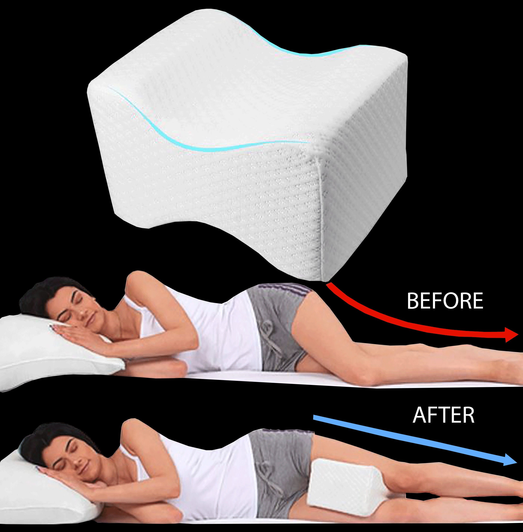 SelectSoma Knee Pillow for Side Sleepers - Cooling Memory Foam Leg Pillow for Sleeping - Leg & Knee Foam Support Pillow - Soothing Pain Relief for