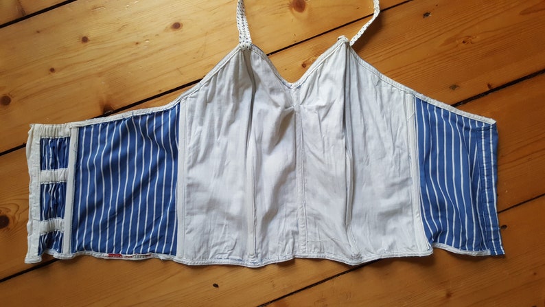 1950s vintage sun top halter neck top 50s striped top bustier top vintage bullet bra corset boned top