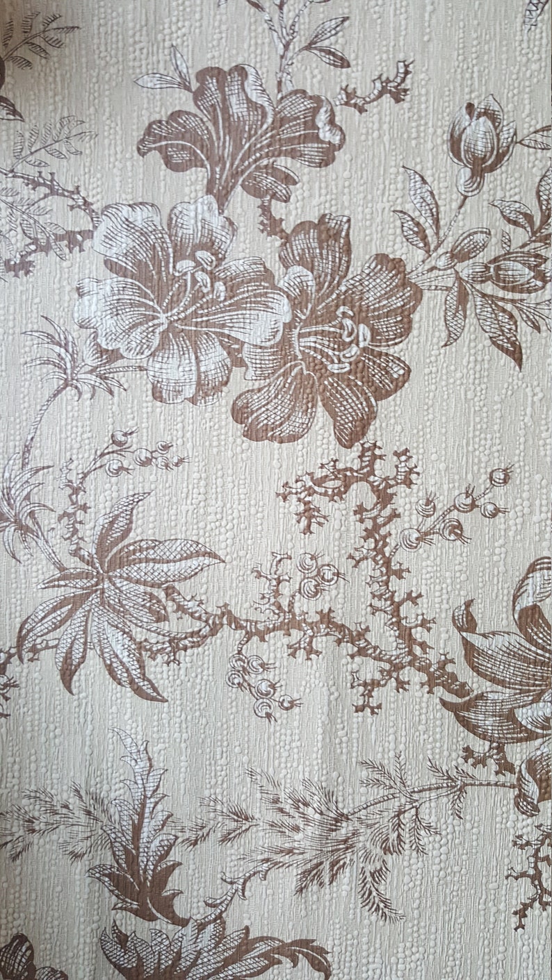 SALE Wallpaper floral wallpaper botanical hibiscus flower wallpaper roll wallpaper vintage wallpaper remnants