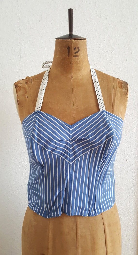 1950s vintage sun top/ halter neck top/ 50s strip