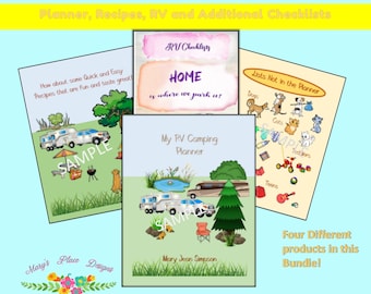 RV travel printables, RV trip checklists, Rv trip with kids, Rv travel with pets, Rv Camping budget, Rv Meal planner, RV travel organizer