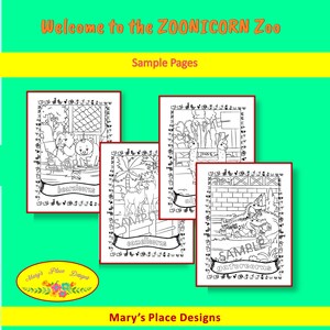 Welcome to the ZOONICORN Zoo Coloring pages| 30 different unicorn like animals | Black and white zoo pictures |Unique images | letter size image 2