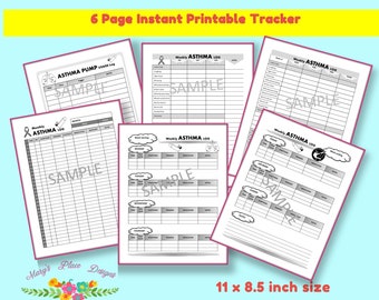 Asthma Tracker |Monthly Tracker |Monthly Asthma Log | 2 styles Weekly Asthmas Log |Asthma Pump Usage | Instant Download | Printables