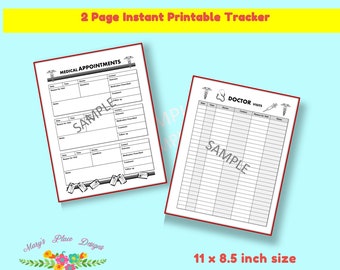 Medical Appointments Tracker | Date and Time | Reason for Visit | Questions to Ask| Outcome of Visit | Instant Download | Printables