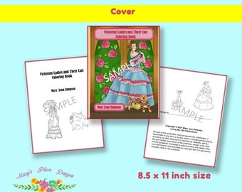 Victorian Ladies and Their Cats Coloring Book| detailed pictures| adults and teens | printable activities |Imaginative