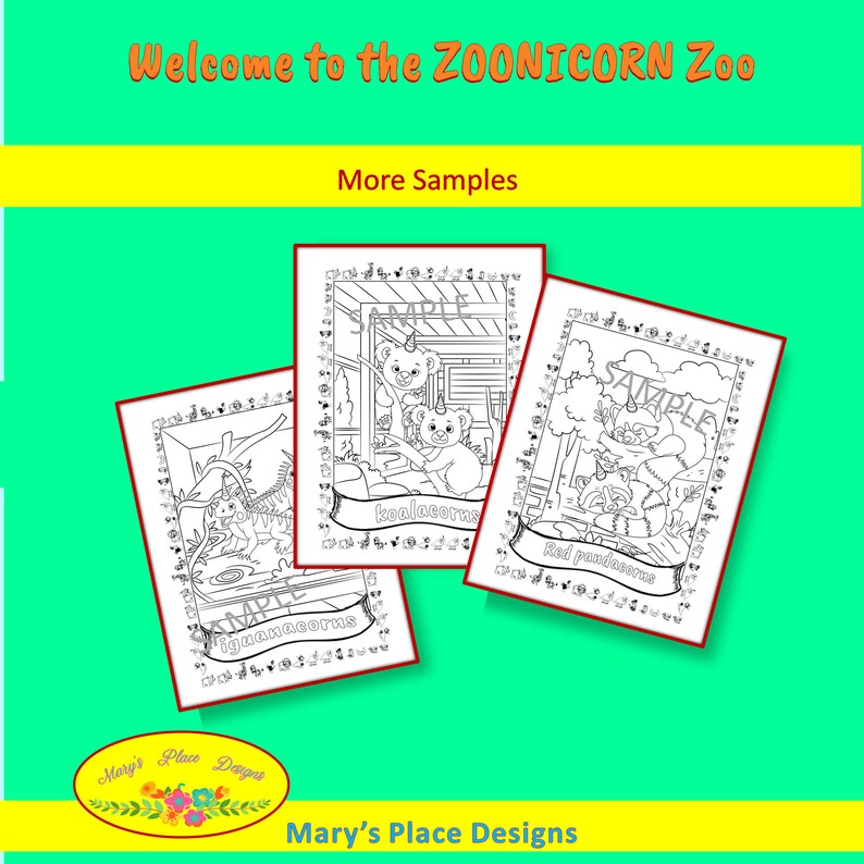 Welcome to the ZOONICORN Zoo Coloring pages| 30 different unicorn like animals | Black and white zoo pictures |Unique images | letter size image 4