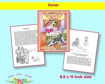 Victorian Cats and the Life They Might Have Lived Coloring Book| detailed pictures| adults and teens | printable activities |Imaginative