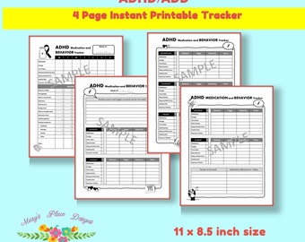 Attention deficit hyperactivity disorder | ADHD |  Printable | Attention Deficit Disorder | ADD | Behavior Tracker | Medication Tracker