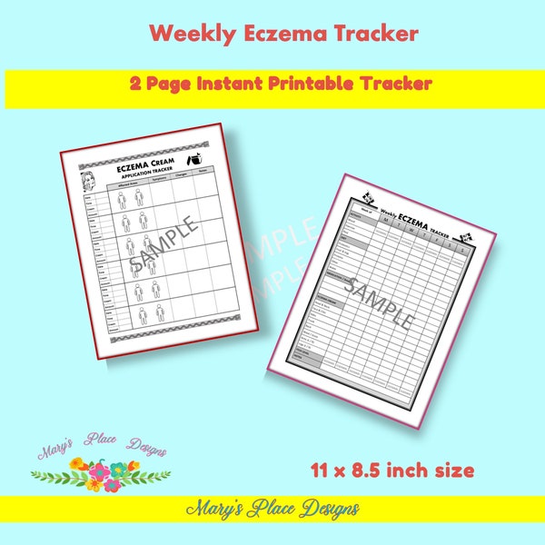 Weekly Eczema Tracker | Detailed Eczema Log |Activity Tracker| Diet and Medications Log | Eczema Cream Applications Log | Instant Download