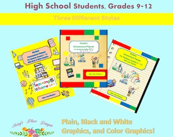 Homeschool Planners, Student Planner, High School Planners,  Printables Planner, Grades 9-12 Planner, Printables, Instant Downloads