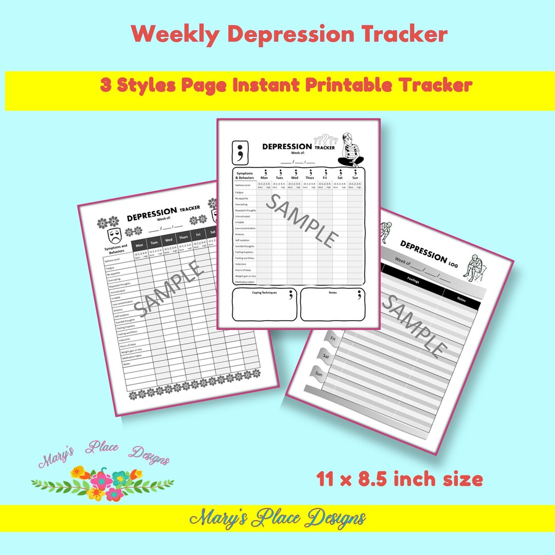 Weekly Depression Tracker Weekly Depression Log symptoms and Behaviors ...