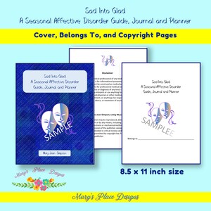 A Seasonal Affective Disorder Guide and Planner,   S.A.D.  Planner, S.A.D. Weekly Planner, Daily Planner, Symptoms Tracker, Self Analysis,
