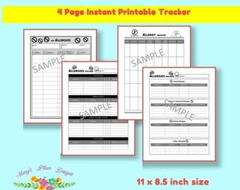 Allergies Record | Allergies Tracker | Instant Download | Printable | Types of Allergies Record | Medications Record| Reaction Tracker