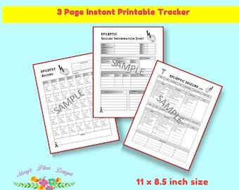 Monthly Epileptic Tracker | Epileptic Seizure Log | Seizure Care | Triggers | Descriptions Log | Care Instructions | Instant Download