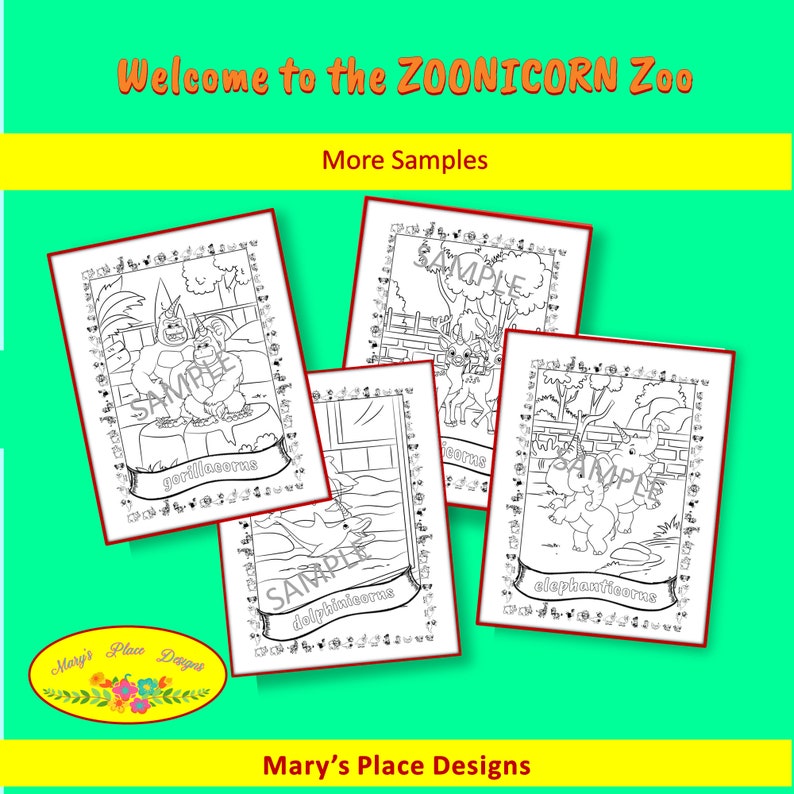 Welcome to the ZOONICORN Zoo Coloring pages| 30 different unicorn like animals | Black and white zoo pictures |Unique images | letter size image 3