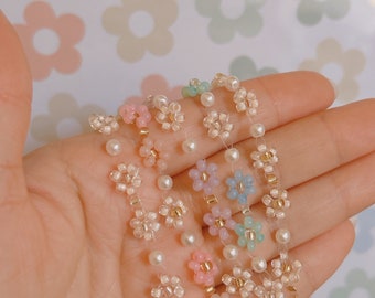 Ivie beaded Daisy beaded bracelet, handmade, Floral beaded bracelet, DIY kits