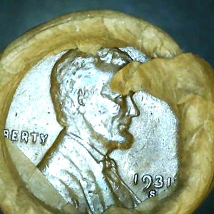 ¡¡RARO!! 1931S Antiguo rollo de centavos de trigo envuelto en ventana, fecha clave 1931S/1909 VDB (S)? rollo de centavos de trigo envuelto en ventana vintage