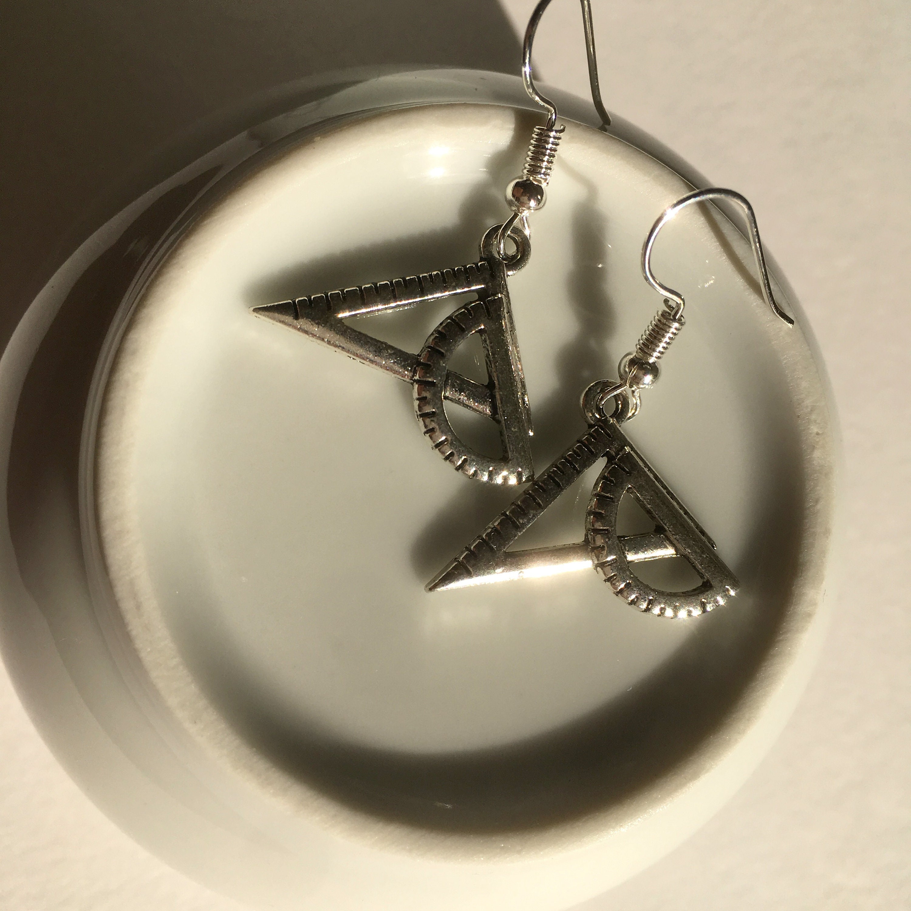 Protractor and Set Square Earrings / Maths Geek / Secret Santa Etsy