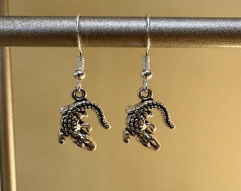 NUEVOS pendientes de cocodrilo plateados: Joyería de naturaleza y animales / Joyería de caimán