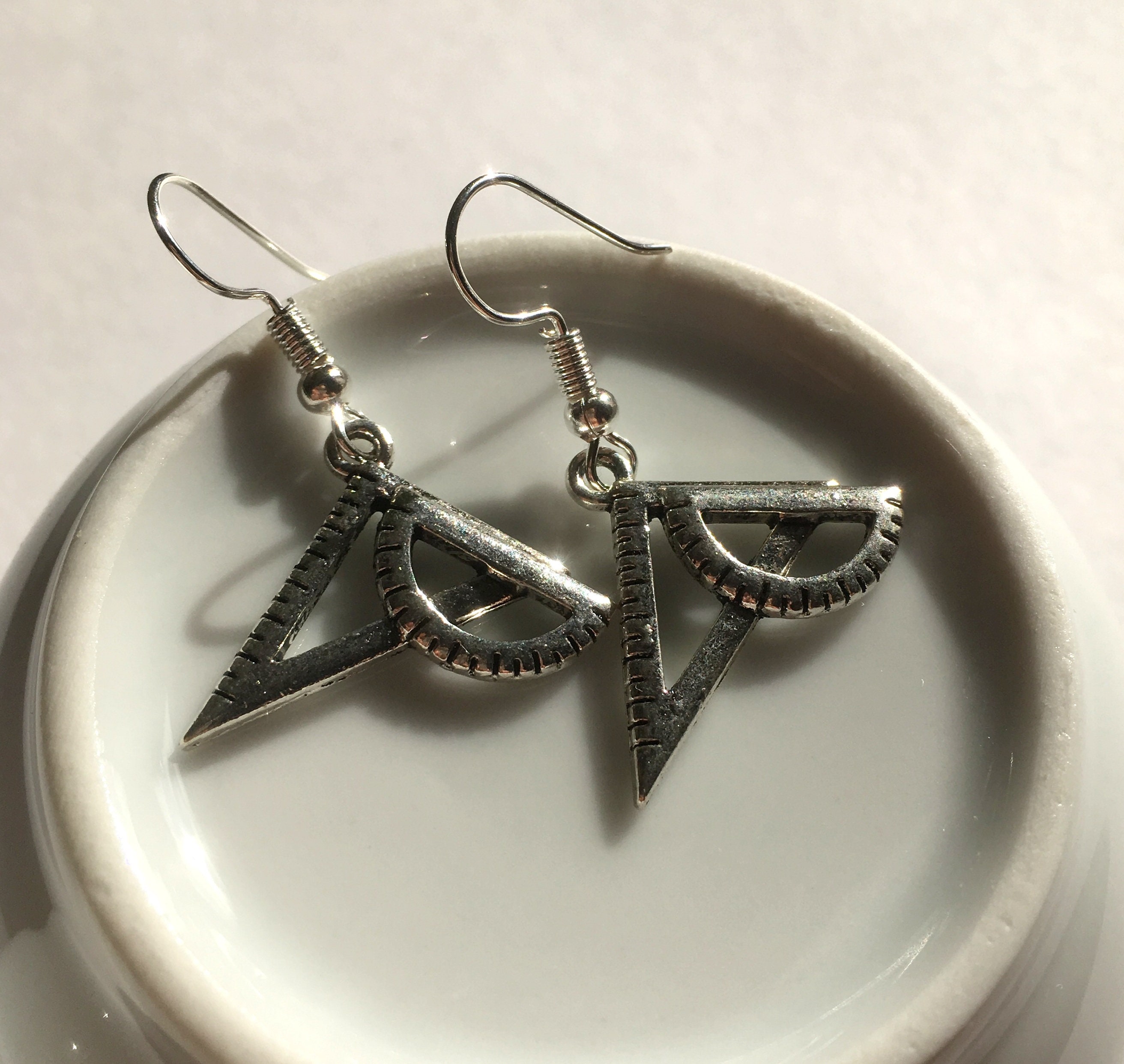 Protractor and Set Square Earrings / Maths Geek / Secret Santa Etsy