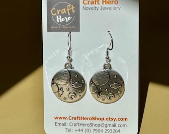 Silver Solar System Earrings / Planet Earrings / Space Jewellery