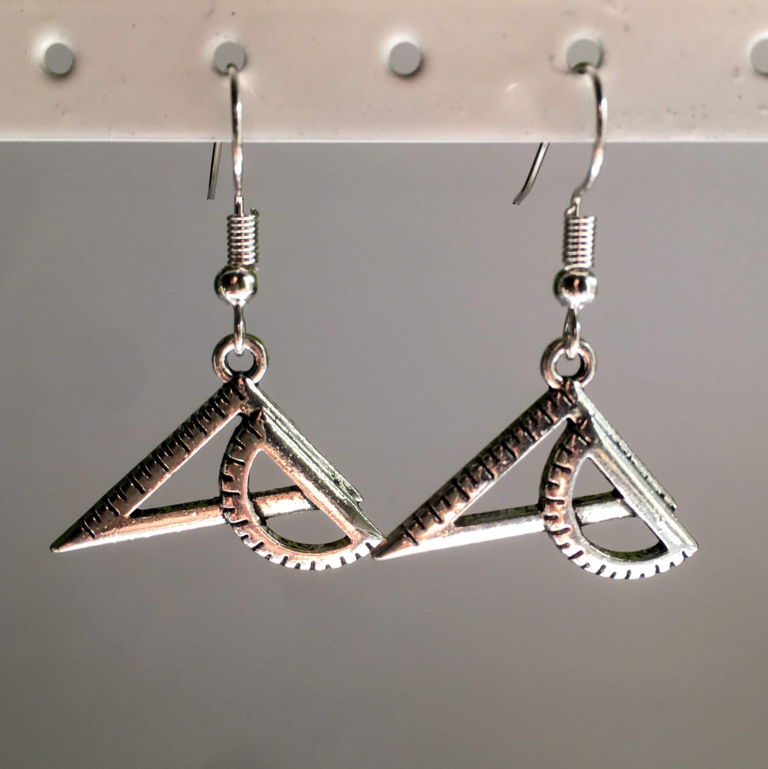 Protractor and Set Square Earrings / Maths Geek / Secret Santa Etsy