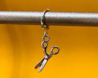 NUEVO: Pendiente individual de tijeras de plata / Joyería artesanal / Pendiente para hombre