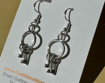 NUEVO: Pendientes llavero de plata - Joyería con forma de llave