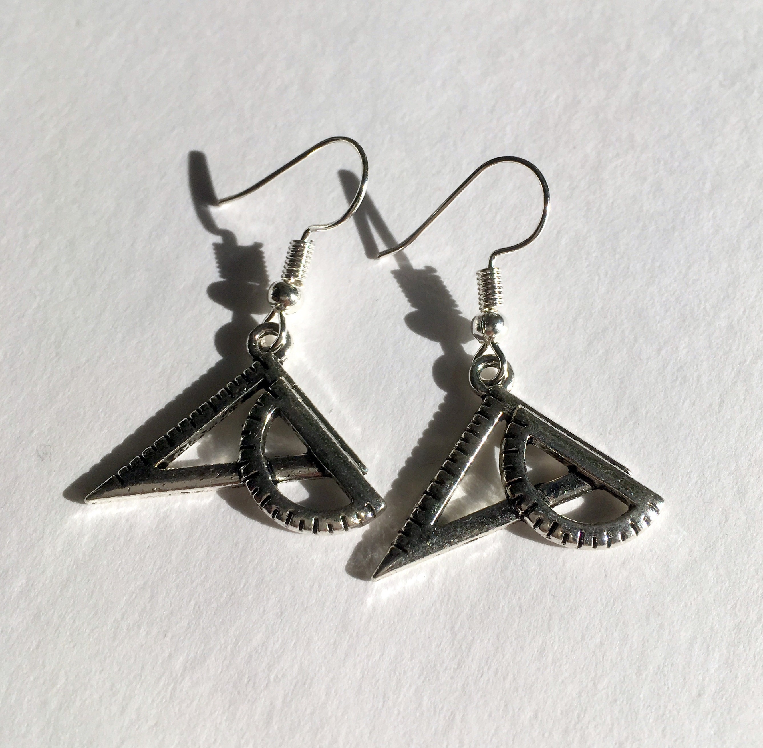 Protractor and Set Square Earrings / Maths Geek / Secret Santa Etsy