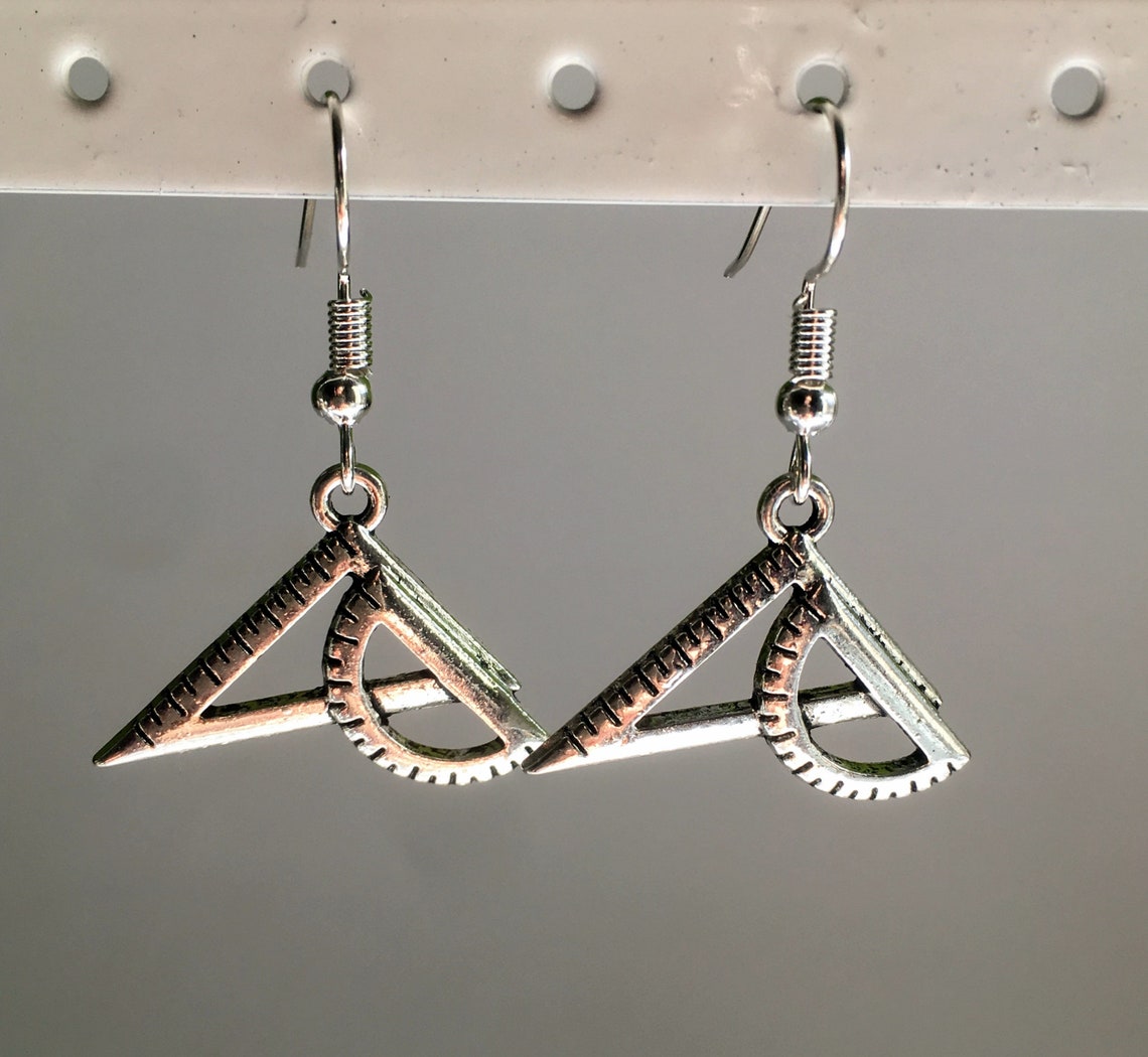 Protractor and Set Square Earrings / Maths Geek / Secret Santa Etsy