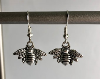 Silver Bee Earrings for Honey Lovers, Beekeeper Jewellery