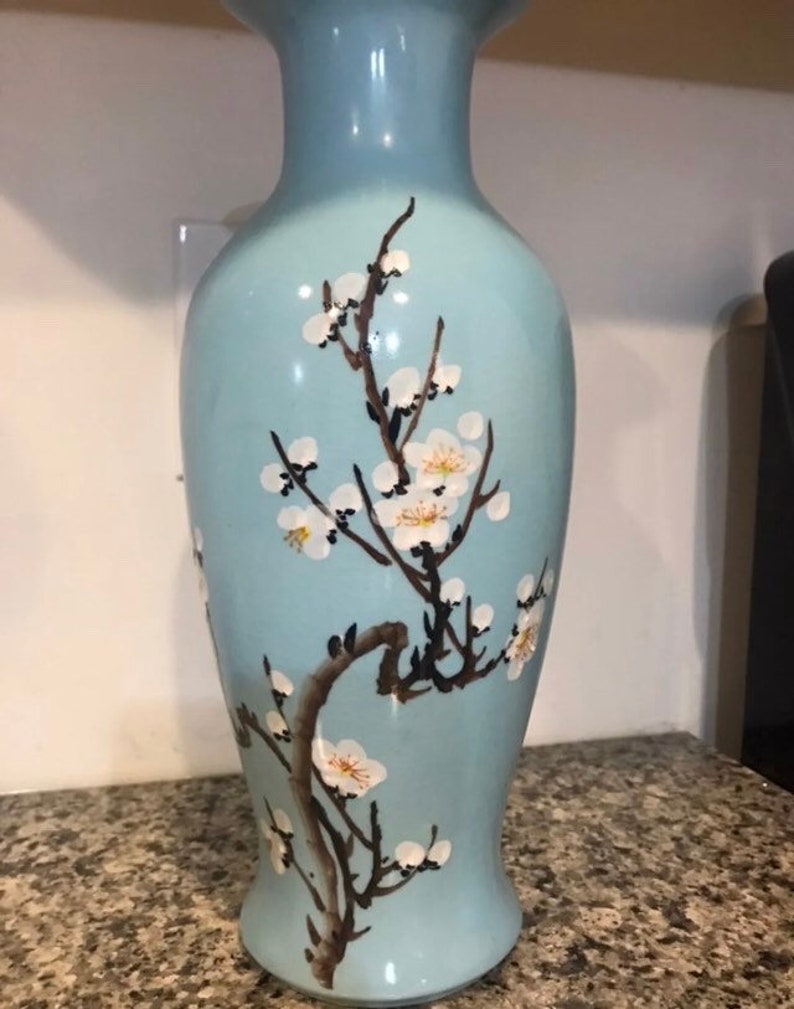 Vintage Handpainted Floral Oriental Vase Taiwan ROC Vase Etsy