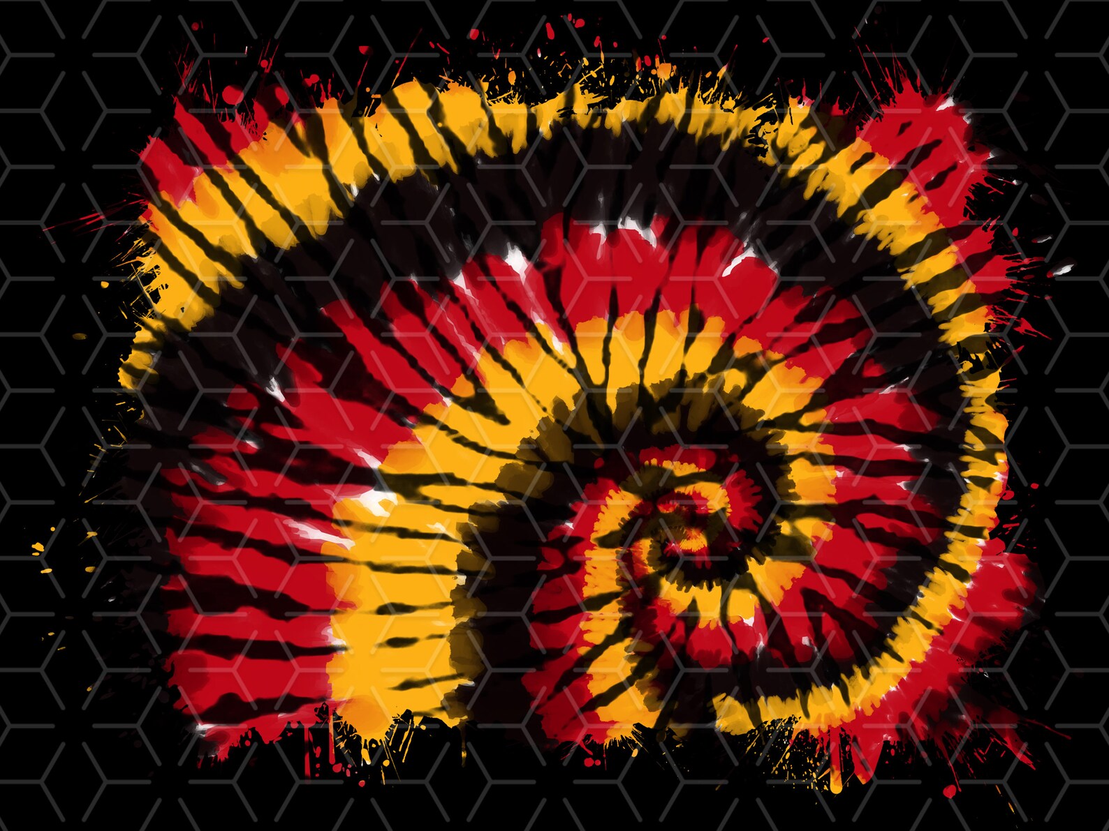 Red Yellow and Black Tie Dye Background Distressed Tie Dye Frame