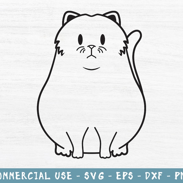 Silly Fat Cat SVG - Funny Cat Clip Art - For Circut, Silhouette, & Glowforge - Digital Download includes Svg - Dfx - Eps - Png Files