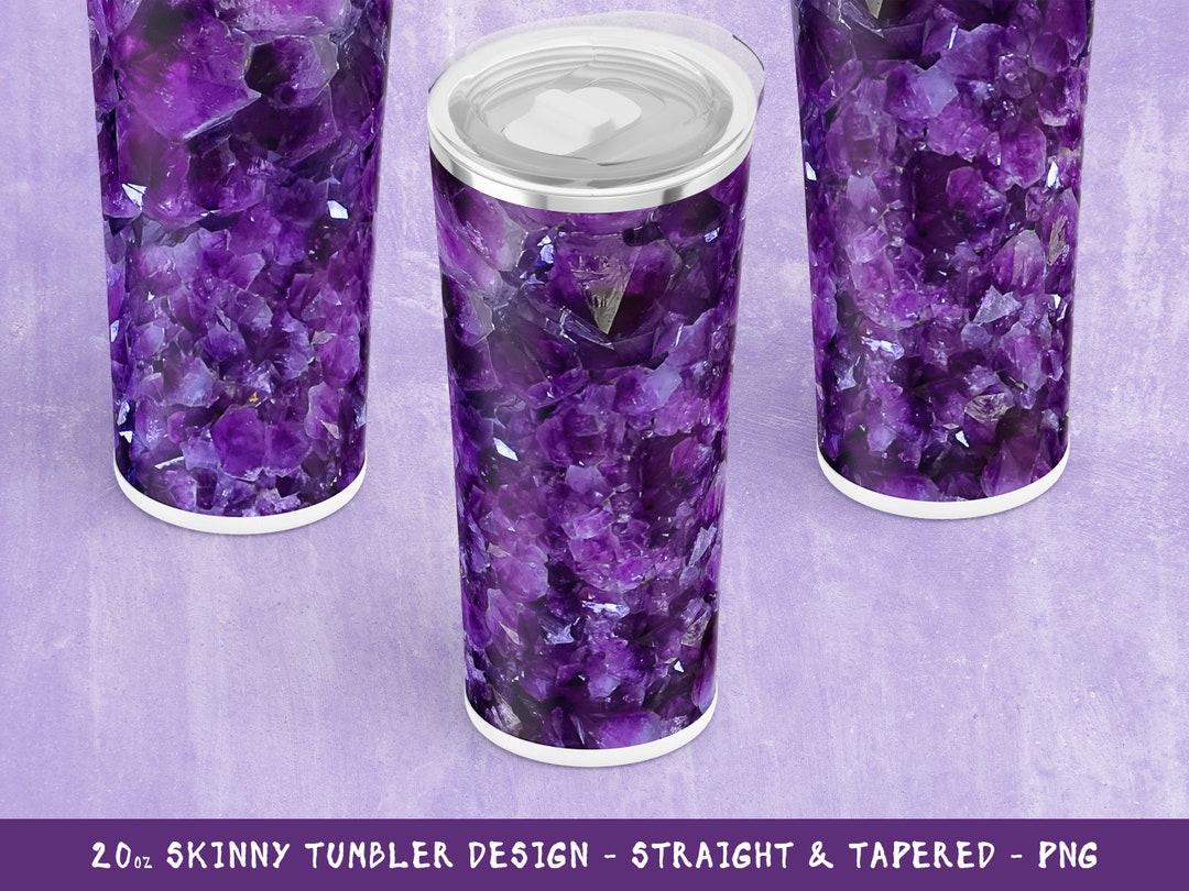 Amethyst Quartz Crystal Tumbler Wrap PNG 20 Oz Skinny Tumbler