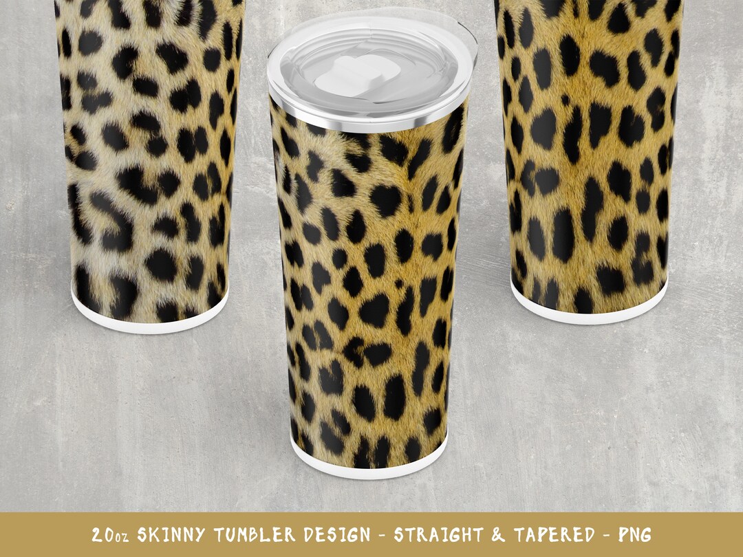 Leopard Print Real Fur 20 Oz Skinny Tumbler Wrap PNG Straight & Tapered ...