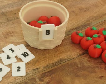 Apple Counting Basket, Learning to count, Number Recognition, Game based learning