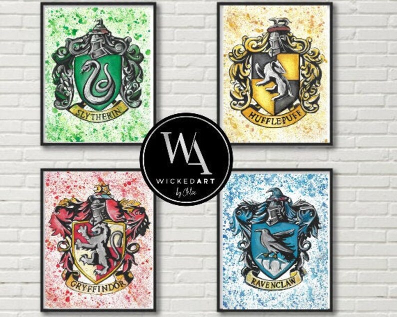 Harry Potter Hogwarts House Wall Art Print Gryffindor Etsy