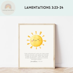 Lamentations 3:22-23 Digital Print, Kids bible verse wall art, Scripture Printable, Nursery Decor, Sunday School, Homeschool posters