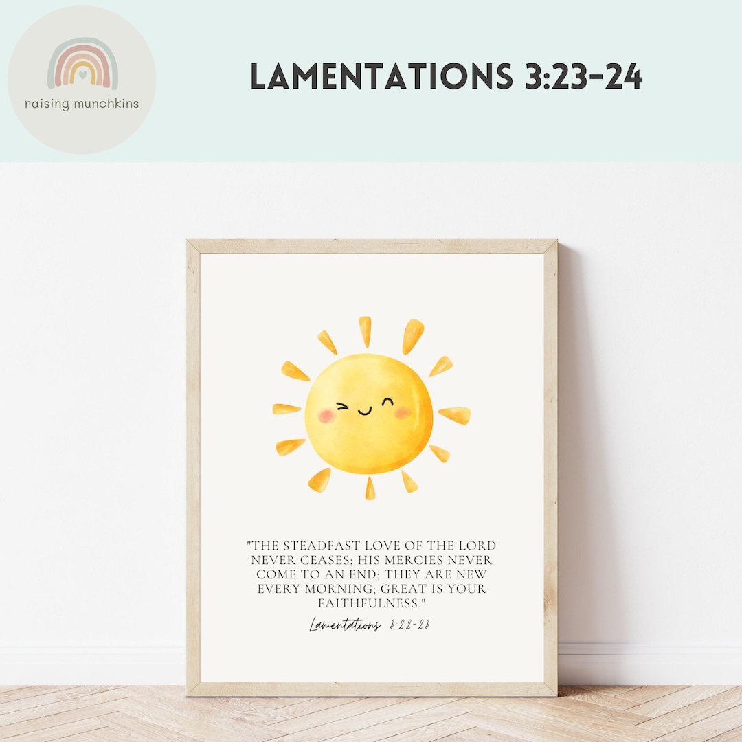 Kids Bible Verse Wall Art | Lamentations 3:22-23 | Scripture Printable ...