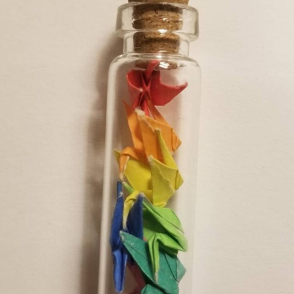 4 cm Glass Bottle Rainbow Crane Charm