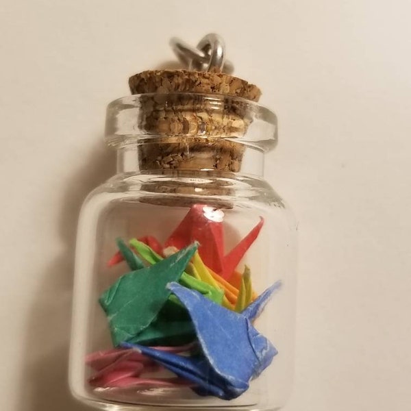 2.5 cm Glass Bottle Rainbow Crane Charm