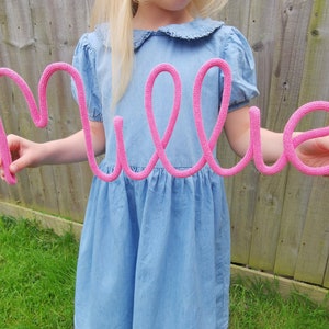 Personalised Knitted Wire Names Wire Rope Name Wire Signs Nursery Name Sign Knitted Name Sign Custom Wire Words Nursery Decor image 2