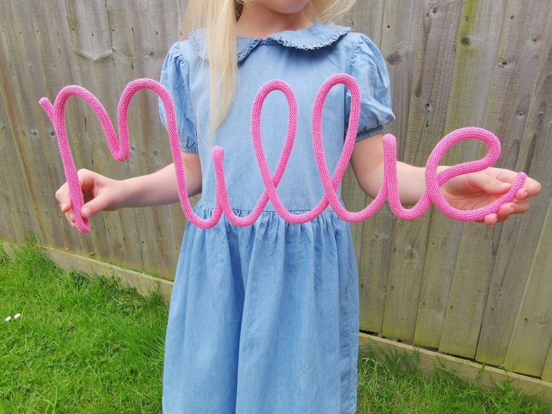 Personalised Knitted Wire Names Wire Rope Name Wire Signs Nursery Name Sign Knitted Name Sign Custom Wire Words Nursery Decor image 2