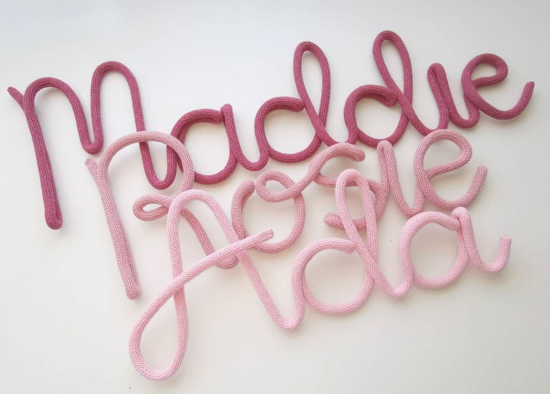 Personalised Knitted Wire Names Wire Rope Name Wire Signs Nursery Name Sign Knitted Name Sign Custom Wire Words Nursery Decor image 6