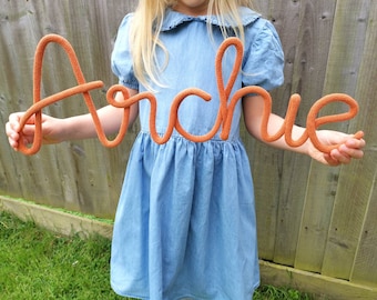 Knitted Wire Name Sign: Custom Nursery Decor