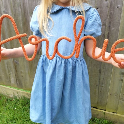 Personalised Knitted Wire Name Sign: Custom Nursery Decor