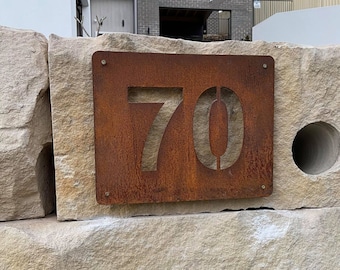 Custom made metal address 40 x 50cm business sign, made from Corten steel, Great home decor or gift idea Custom made metal art house number