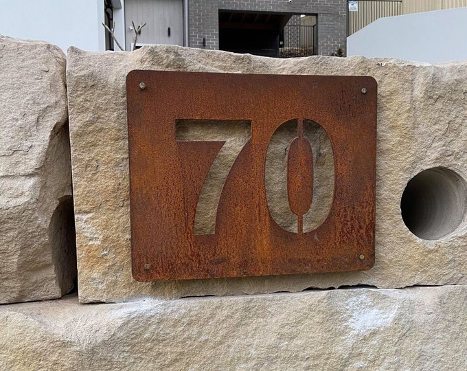 Custom made metal address 40 x 50cm business sign, made from Corten steel, Great home decor or gift idea Custom made metal art house number